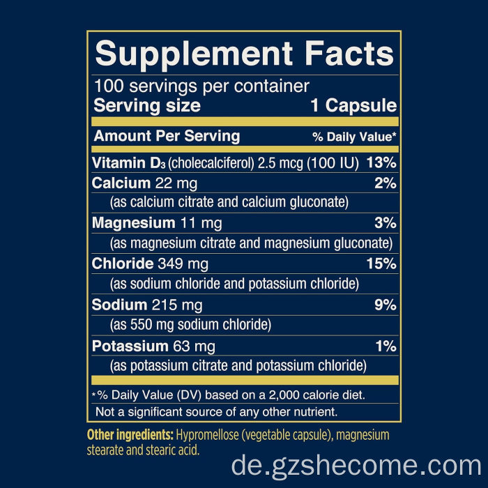 Elektrolytkapseln mit Vitamin -D -Stützdauersportarten